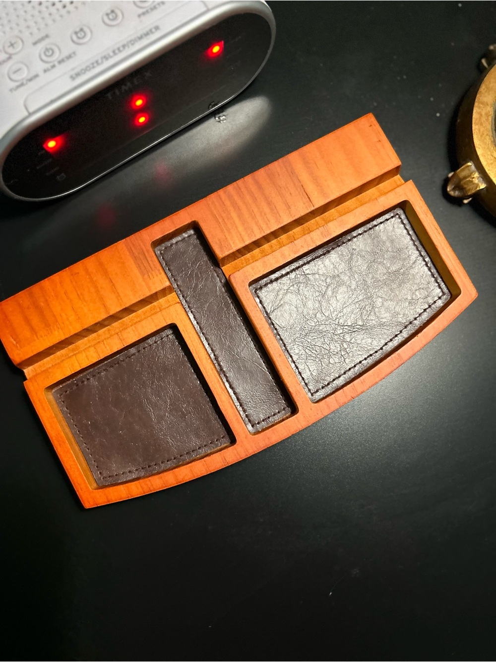Brown Leather Valet Tray - Minimal Catchall
